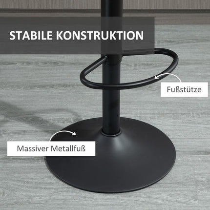2-Piece Retro Bar Stools, Grey Microfiber, Adjustable Height