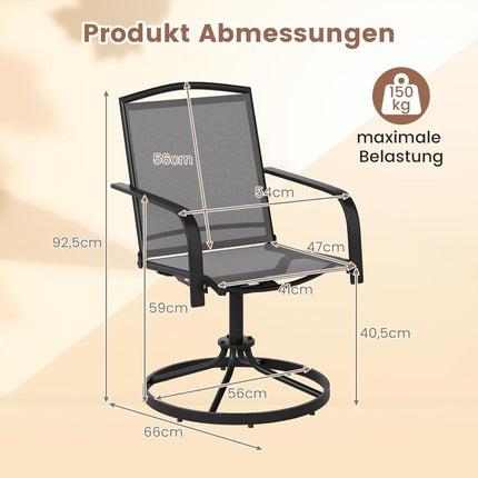 2-Piece Set Swivel Patio Chairs, Quick-Dry Fabric