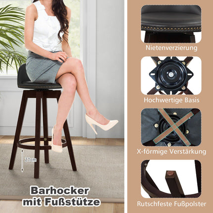2-Piece Swivel Bar Stool Set, Cushioned Low Back