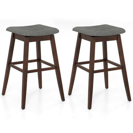 2-Piece Swivel Bar Stool Set with Footrest, Linen Upholstery