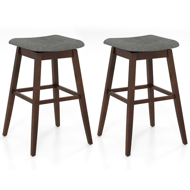 2-Piece Swivel Bar Stool Set with Footrest, Linen Upholstery