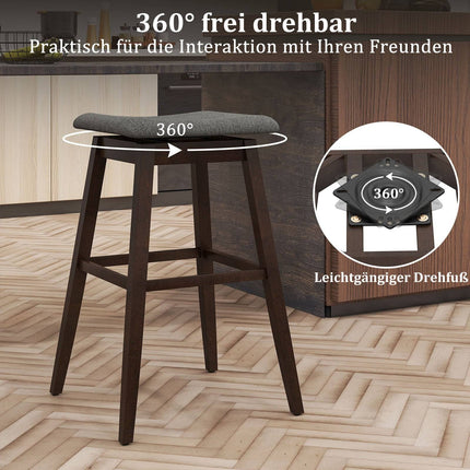 2-Piece Swivel Bar Stool Set with Footrest, Linen Upholstery