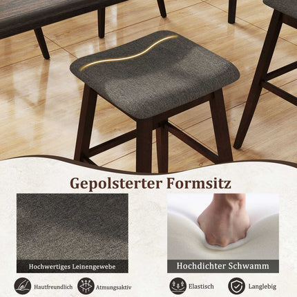 2-Piece Swivel Bar Stool Set with Footrest, Linen Upholstery