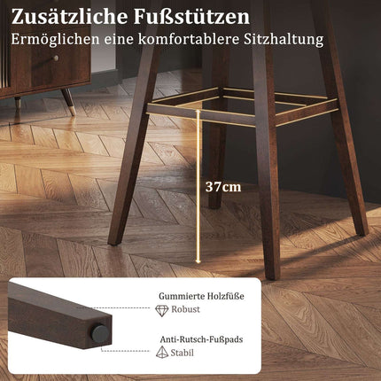 2-Piece Swivel Bar Stool Set with Footrest, Linen Upholstery