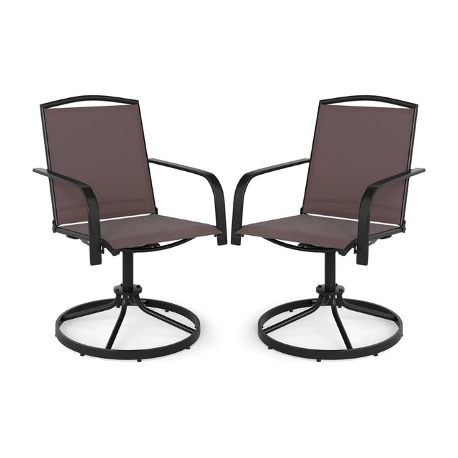 2-Piece Swivel Patio Chairs, Quick-Dry Fabric, Brown
