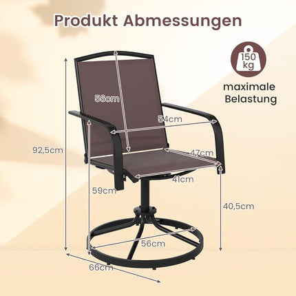 2-Piece Swivel Patio Chairs, Quick-Dry Fabric, Brown