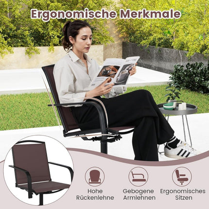 2-Piece Swivel Patio Chairs, Quick-Dry Fabric, Brown