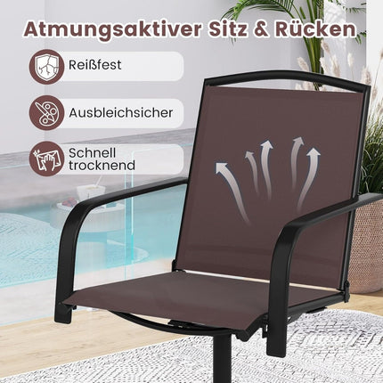 2-Piece Swivel Patio Chairs, Quick-Dry Fabric, Brown