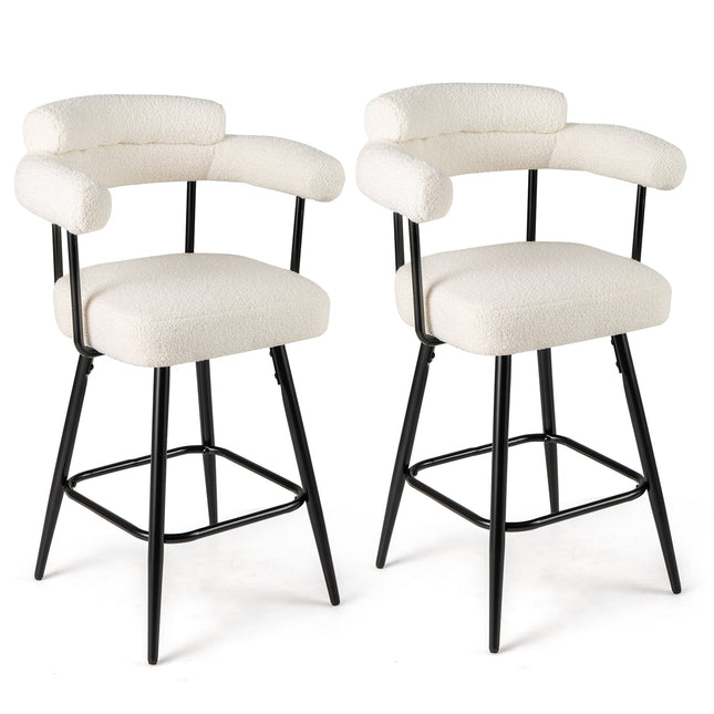 2-Piece White Swivel Bar Stools, 360 Rotating Seats