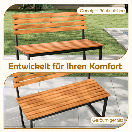 2-Seater Acacia Wood Garden Bench with Metal Frame
