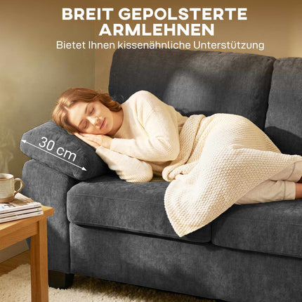 2-Seater Chenille Sofa, 156 cm, Dark Grey, 300 kg Capacity