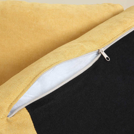 Yellow retro 2-seater Loveseat, linen look, 300 kg capacity