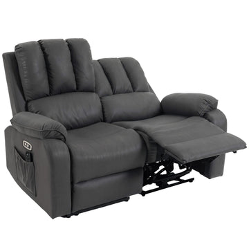 2-Seater Electric Recliner Sofa with Massage & Heat, USB Ports