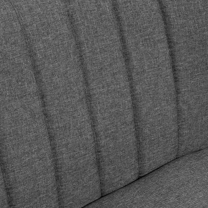 2-seater dark gray fabric sofa with wooden frame