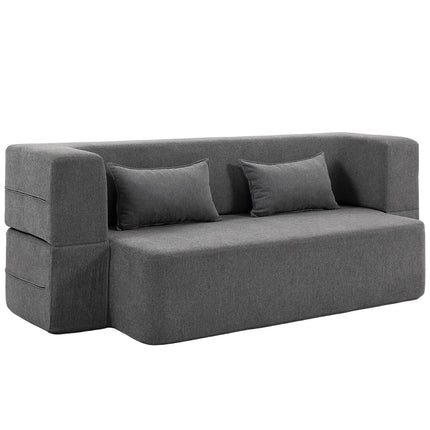 2-Seater Foam Sofa Bed, Wide Armrests, 360kg Capacity, Grey