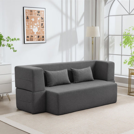 2-Seater Foam Sofa Bed, Wide Armrests, 360kg Capacity, Grey