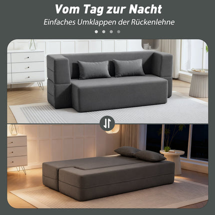2-Seater Foam Sofa Bed, Wide Armrests, 360kg Capacity, Grey