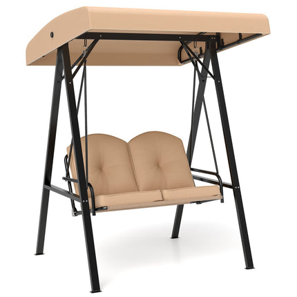 2-Seater Garden Swing with Adjustable Canopy, Beige