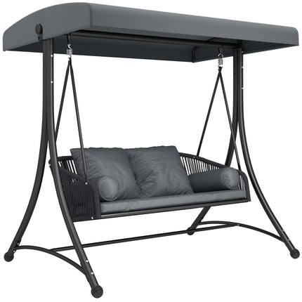 2-Seater Garden Swing with Adjustable Canopy, Dark Grey
