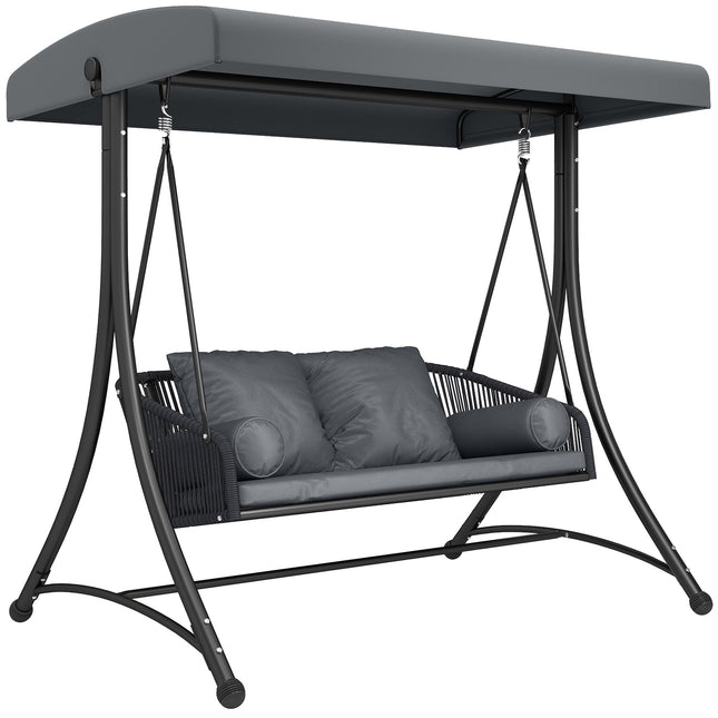 2-Seater Garden Swing with Adjustable Canopy, Dark Grey