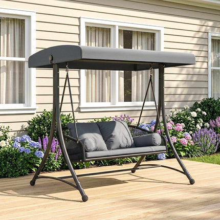 2-Seater Garden Swing with Adjustable Canopy, Dark Grey