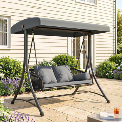 2-Seater Garden Swing with Adjustable Canopy, Dark Grey