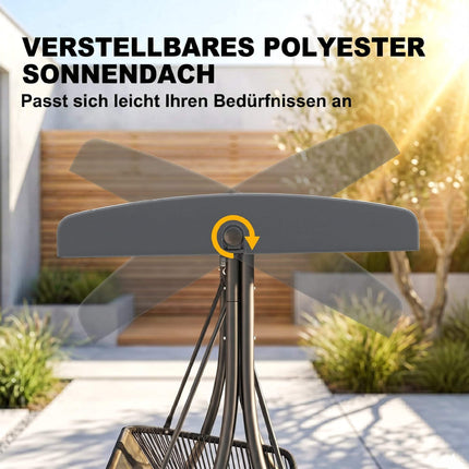 2-Seater Garden Swing with Adjustable Canopy, Dark Grey