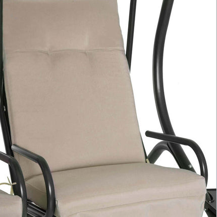 2-seat garden swing with canopy, beige steel frame