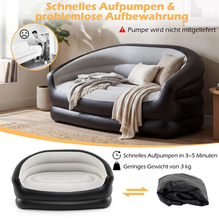 2-Seater Inflatable Sofa with Flocked Surface & Armrests