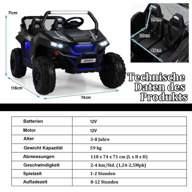 2-Seater Kids Electric Car with Remote, Music, Lights