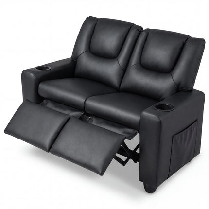 2-Seater Kids Recliner Sofa with Cup Holders - Black