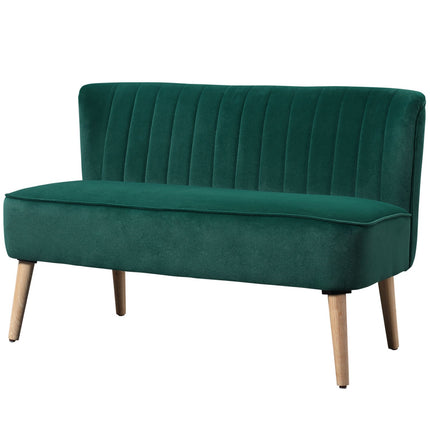 2-seater sofa, velvet-like polyester, dark green
