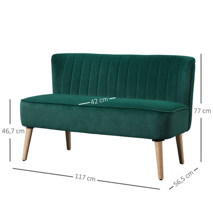 2-seater sofa, velvet-like polyester, dark green