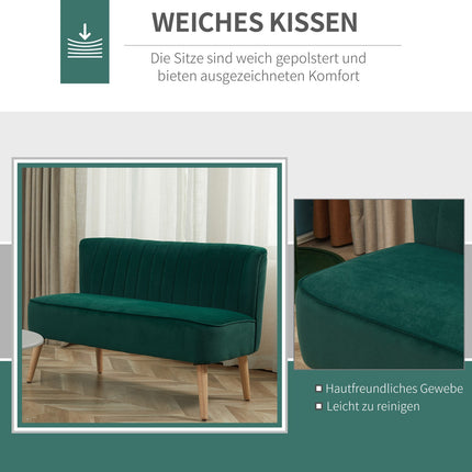 2-seater sofa, velvet-like polyester, dark green
