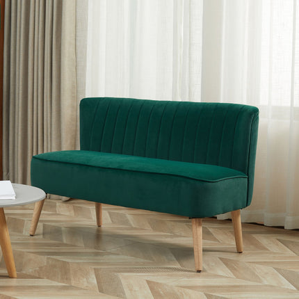 2-seater sofa, velvet-like polyester, dark green