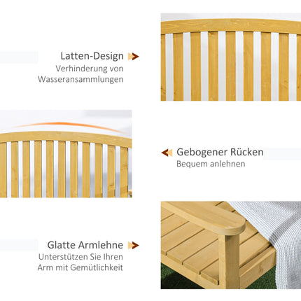 2-Seater Outdoor Bench, Weatherproof Wood, 240kg Capacity