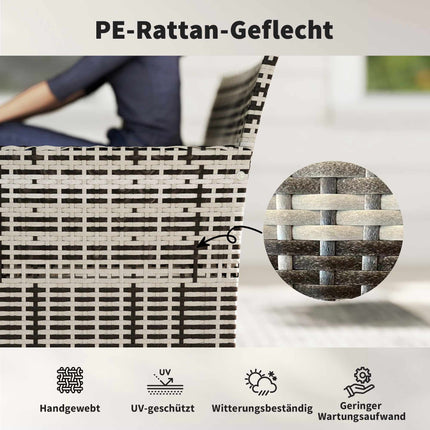 2-Seater Outdoor Rattan Sofa with Cushions, Dark Grey