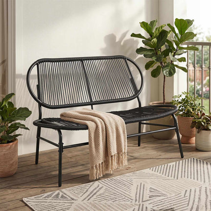 2-Seater Polyrattan Garden Bench, Ergonomic, 300kg Capacity