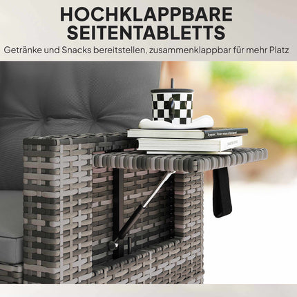 2-Seater Rattan Sofa with Hidden Trays and Cushions