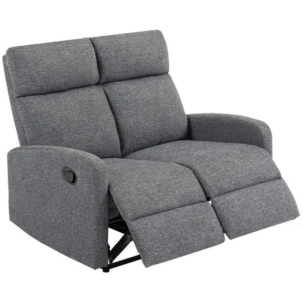 2-Seater Recliner Sofa, Adjustable Backrests, Grey Fabric