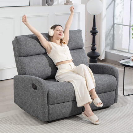 2-Seater Recliner Sofa, Adjustable Backrests, Grey Fabric