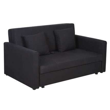 2-seater sofa bed with storage and polycotton cushions, grey