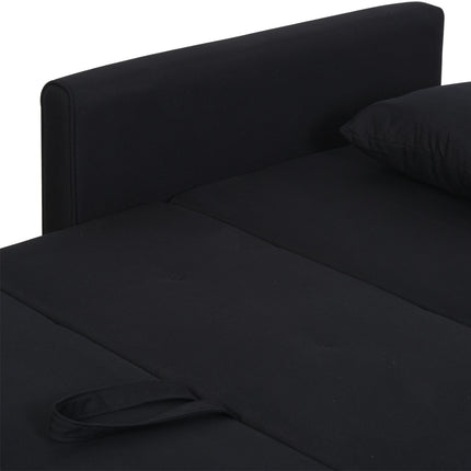 2-seater sofa bed with storage and polycotton cushions, grey
