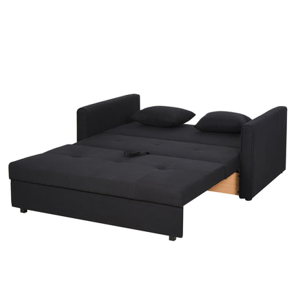 2-seater sofa bed with storage and polycotton cushions, grey