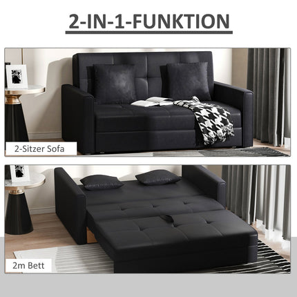 2-seater sofa bed with storage and polycotton cushions, grey
