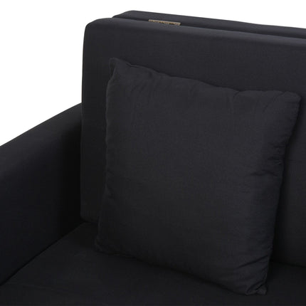 2-seater sofa bed with storage and polycotton cushions, grey