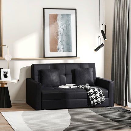 2-seater sofa bed with storage and polycotton cushions, grey