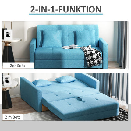 2-seater sofa bed - storage, light gray polycotton