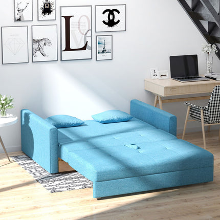 2-seater sofa bed - storage, light gray polycotton