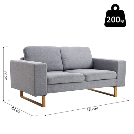 Light gray 2-seater upholstered corner sofa, wooden frame